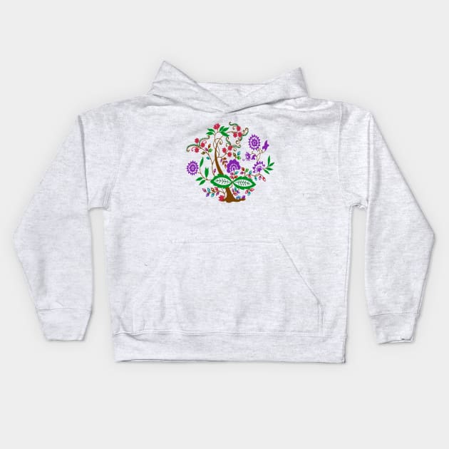Colourful Floral Tree Design Kids Hoodie by madmonkey